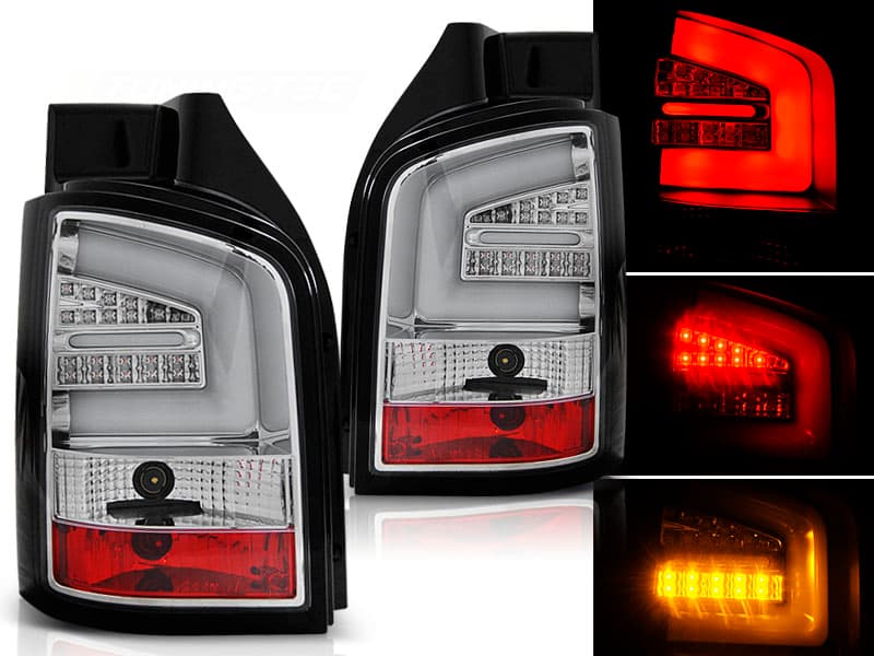 Zadné svetlá VW T5 03-09 LED BAR LED Chrome (výklopné dvere)