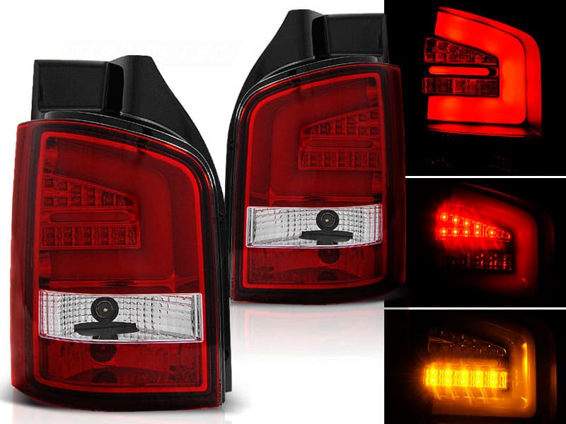 Zadné svetlá VW T5 03-09 LED BAR LED Red White (výklopné dvere)