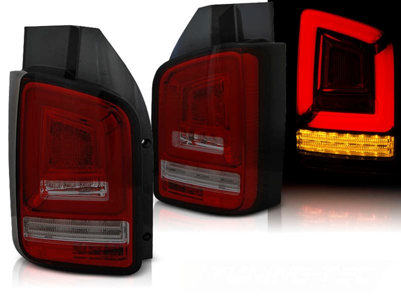 Zadné svetlá VW T6 LED BAR Dynamic Red Smoke (dvojité dvere)