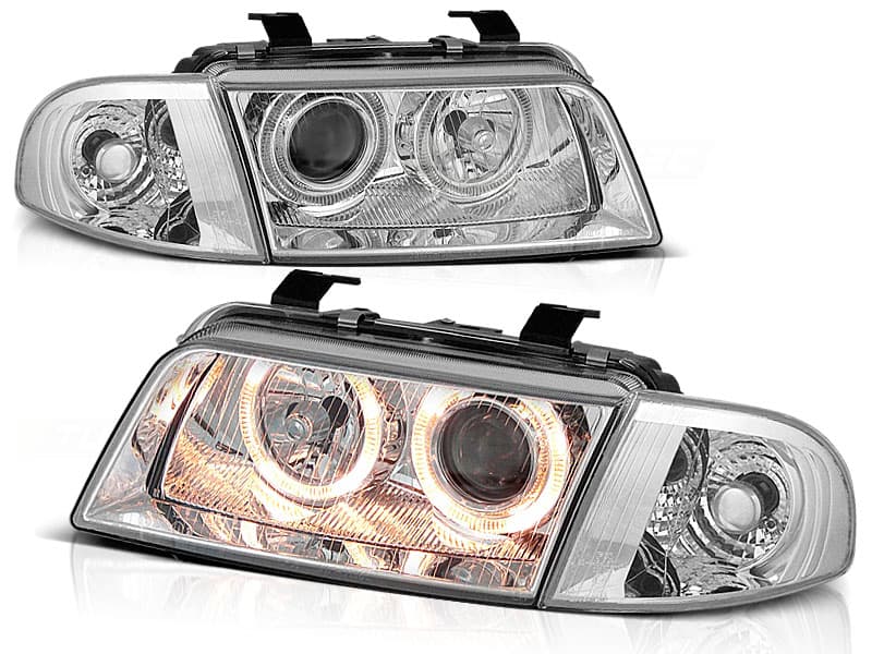 Predné svetlá Audi A4 94-98 Angel Eyes Chrome - 09