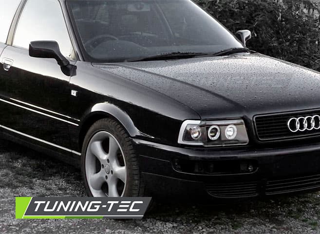 Predné svetlá Audi 80 91-96 B4 Angel Eyes Black – náhľad 2