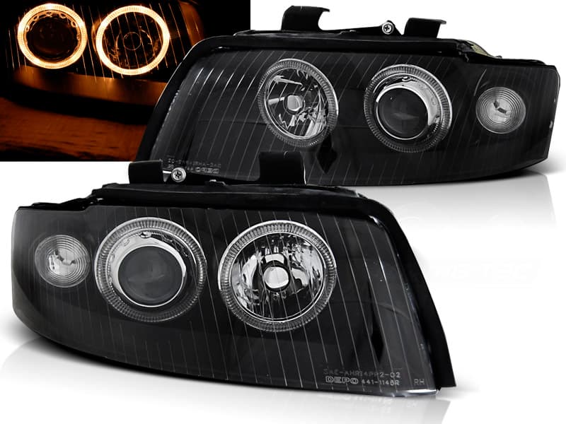 Predné svetlá Audi A4 B6 00-04 D1S Angel Eyes Black