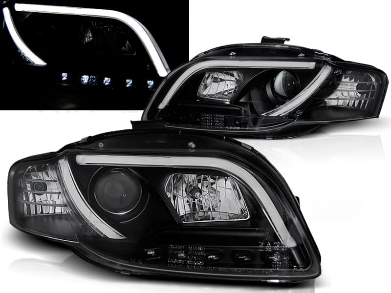 Predné svetlá Audi A4 B7 04-08 Tube Light LED Black