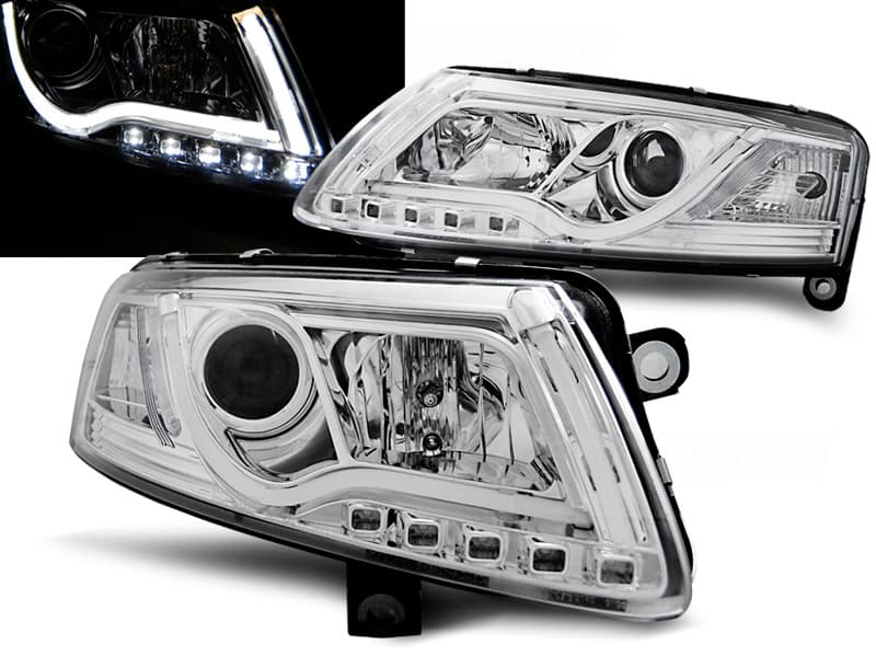 Predné svetlá Audi A6 C6 04-08 Tubelights Chrome