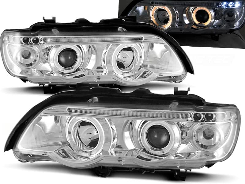 Predné svetlá BMW E53 X5 99-03 Angel Eyes Chrome - 42