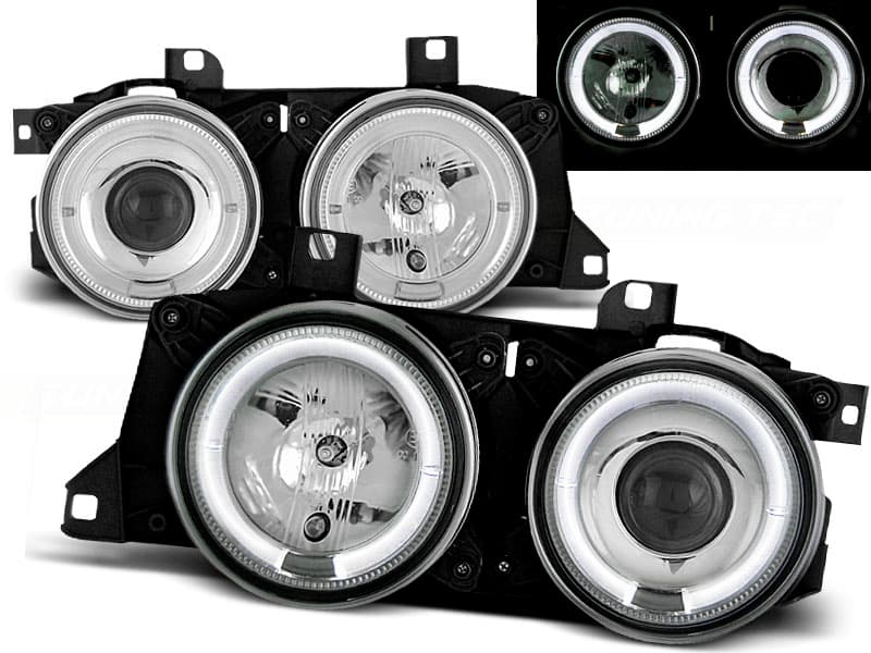 Predné svetlá BMW E32 E34 Angel Eyes Chrome - 50