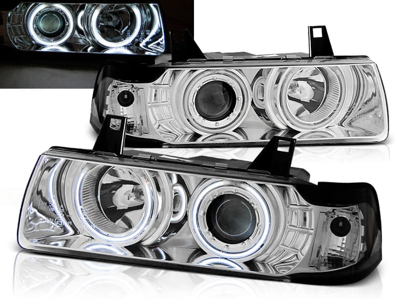 Predné svetlá BMW E36 CCFL Angel Eyes Chrome