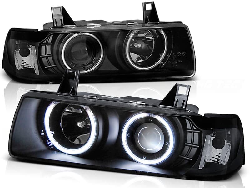 Predné svetlá BMW E36 Coupe Cabrio Angel Eyes Black - 70