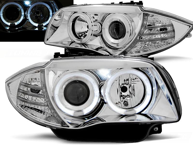 Predné svetlá BMW 1 E81/E87 Angel Eyes Chrome - 79