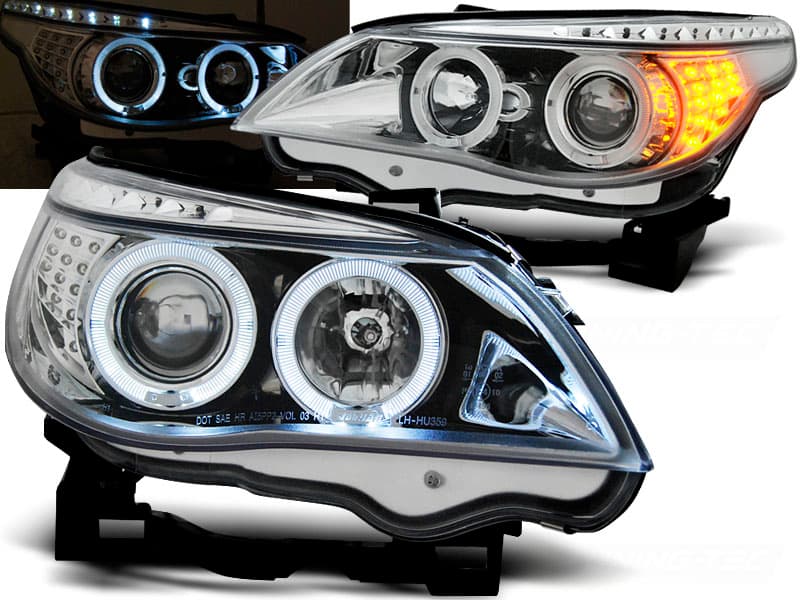 Predné svetlá BMW E60 E61 03-07 Angel Eyes Chrome