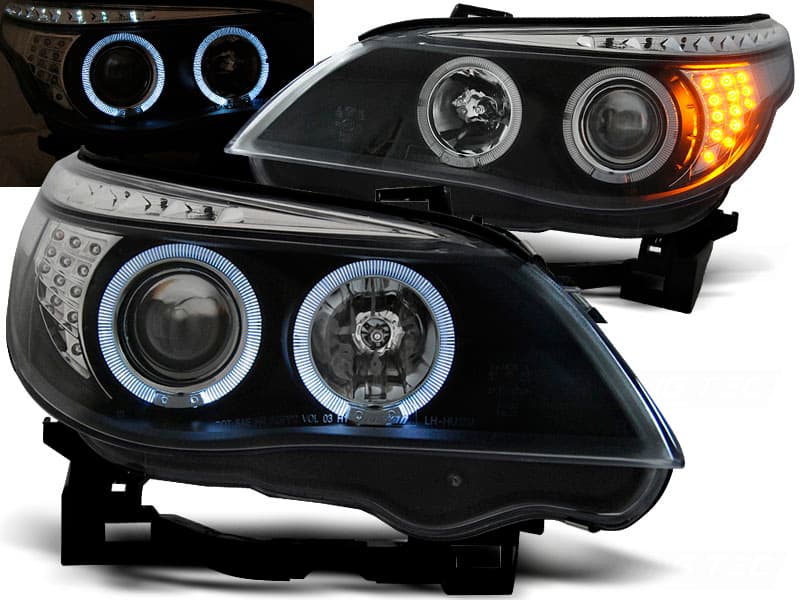 Predné svetlá BMW E60 E61 03-07 Angel Eyes Black