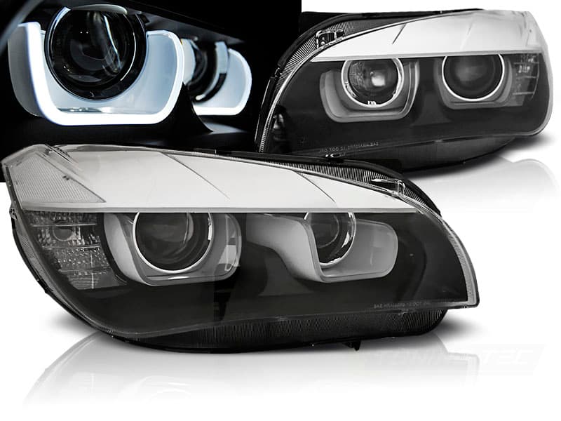 Predné svetlá BMW X1 E84 12-14 Xenón Tube Light Black