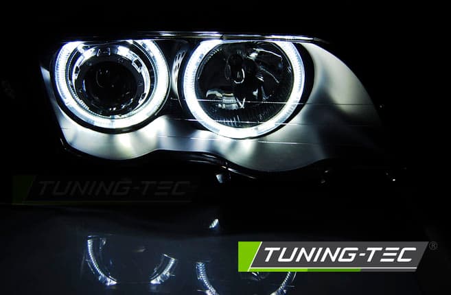Predné svetlá BMW E46 98-01 Angel Eyes Black – náhľad 2