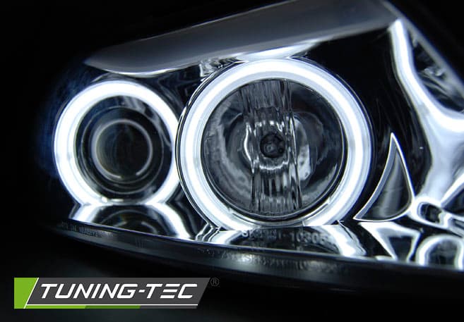 Predné svetlá BMW E90 E91 05-08 CCFL Angel Eyes Chrome – náhľad 3