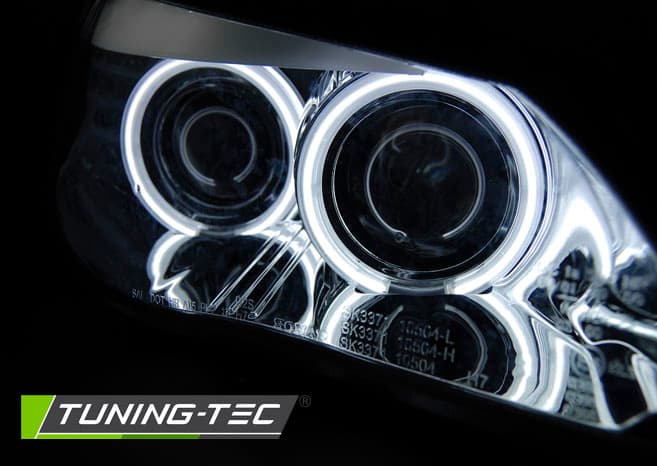 Predné svetlá BMW E60 E61 03-07 CCFL Angel Eyes Chrome – náhľad 2