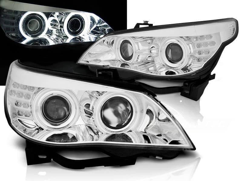 Predné svetlá BMW E60 E61 03-07 CCFL Angel Eyes Chrome