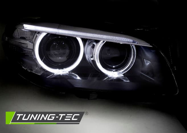 Predné svetlá BMW F10/F11 10-13 Angel Eyes Black – náhľad 3