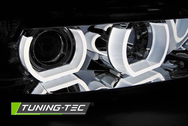 Predné svetlá BMW E90 E91 05-08 U-Type Xenón 3D Chrome – náhľad 3