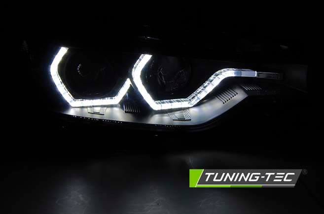 Predné svetlá BMW F30/F31 11-15 DRL LED Angel Eyes Black – náhľad 2