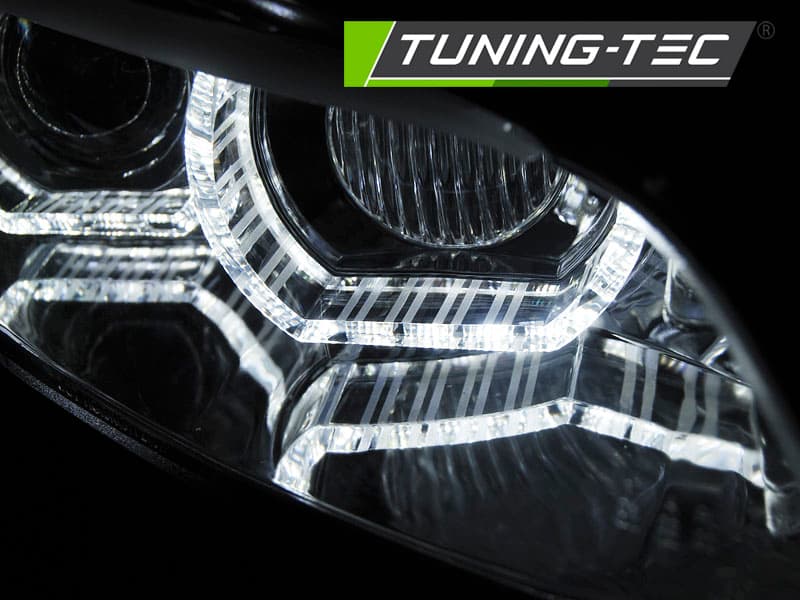 Predné svetlá BMW E92 E93 06-10 AFS HID Angel Eyes Chrome – náhľad 4