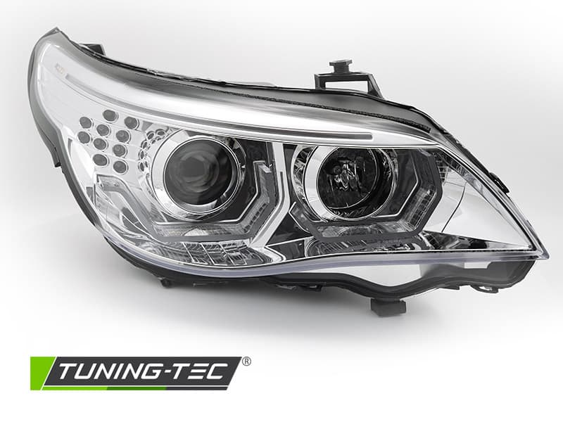 Predné svetlá BMW E60 E61 03-07 3D Angel Eyes Chrome – náhľad 2