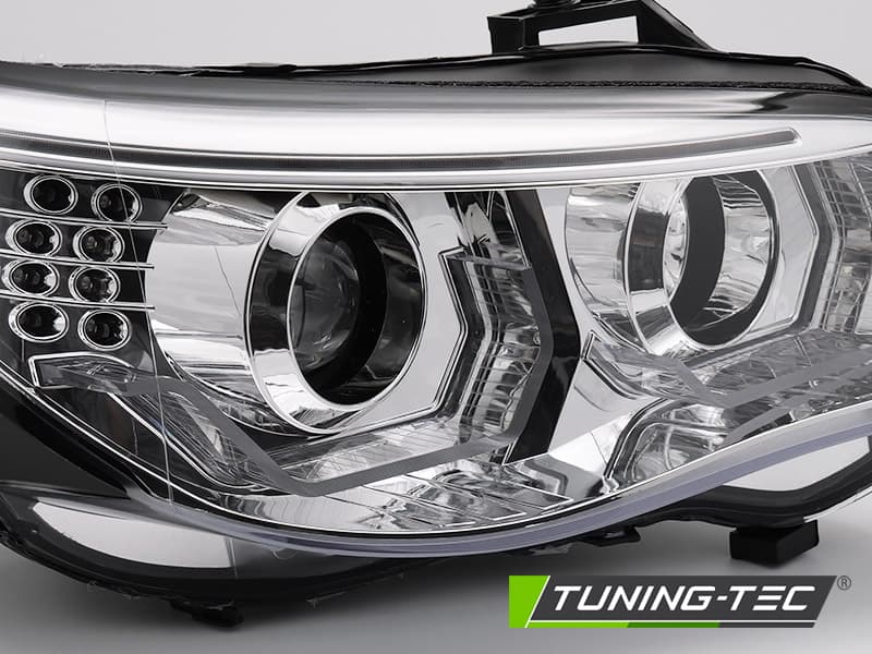 Predné svetlá BMW E60 E61 03-07 3D Angel Eyes Chrome – náhľad 3