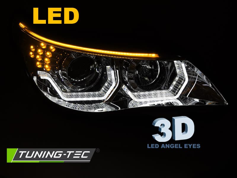 Predné svetlá BMW E60 E61 03-07 3D Angel Eyes Chrome – náhľad 4