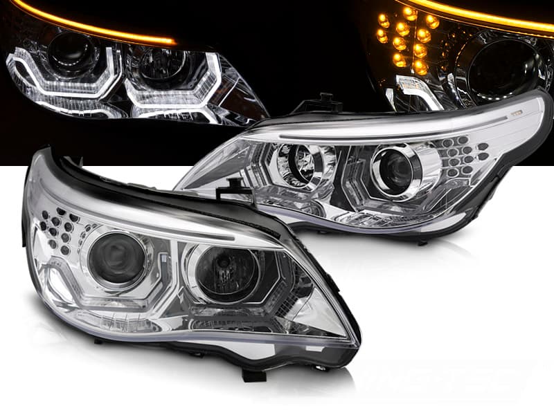Predné svetlá BMW E60 E61 03-07 3D Angel Eyes Chrome