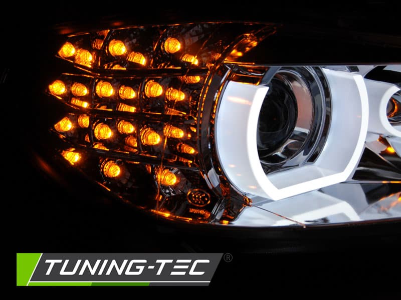 Predné svetlá BMW E90 E91 LCI 09-11 3D Angel Eyes Chrome – náhľad 2