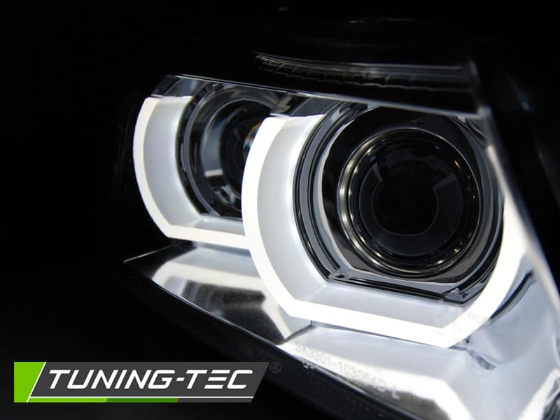 Predné svetlá BMW E90 E91 LCI 09-11 3D Angel Eyes Chrome – náhľad 4