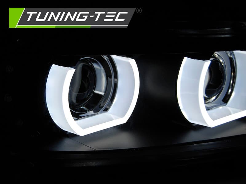 Predné svetlá BMW E90 E91 LCI 09-11 3D Angel Eyes Black – náhľad 3