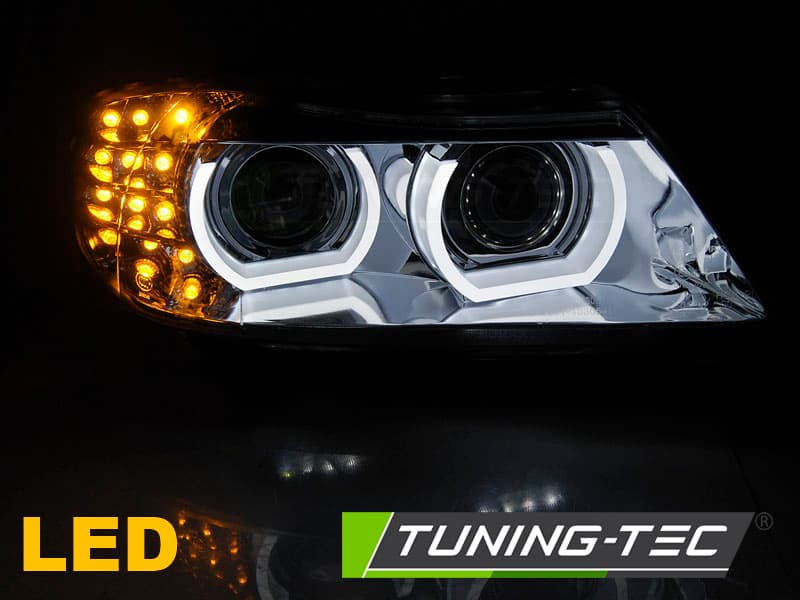 Predné svetlá BMW E90 E91 LCI 09-11 AFS 3D Angel Eyes Chrome – náhľad 5