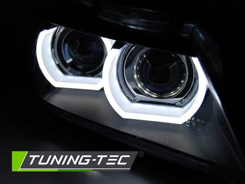 Predné svetlá BMW E90 E91 LCI 09-11 AFS 3D Angel Eyes Black – náhľad 2