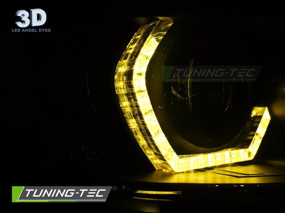 Predné svetlá BMW F30 F31 11-15 Angel Eyes Black Yellow – náhľad 4