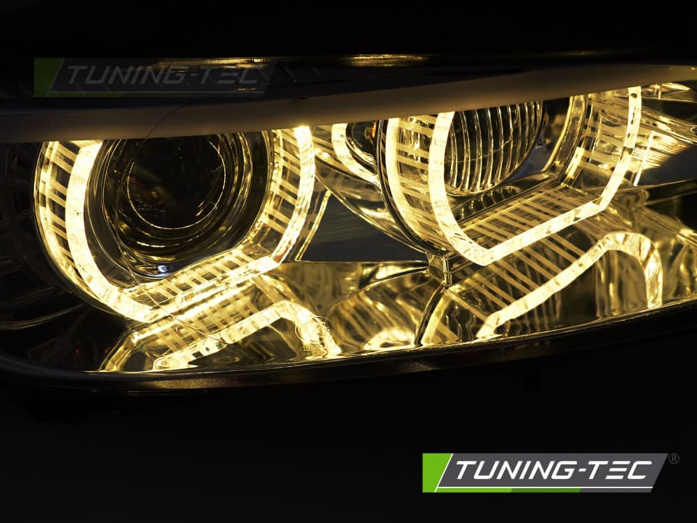 Predné svetlá BMW E92 E93 LCI 10-13 Xenón Angel Eyes Chrome Yellow – náhľad 3