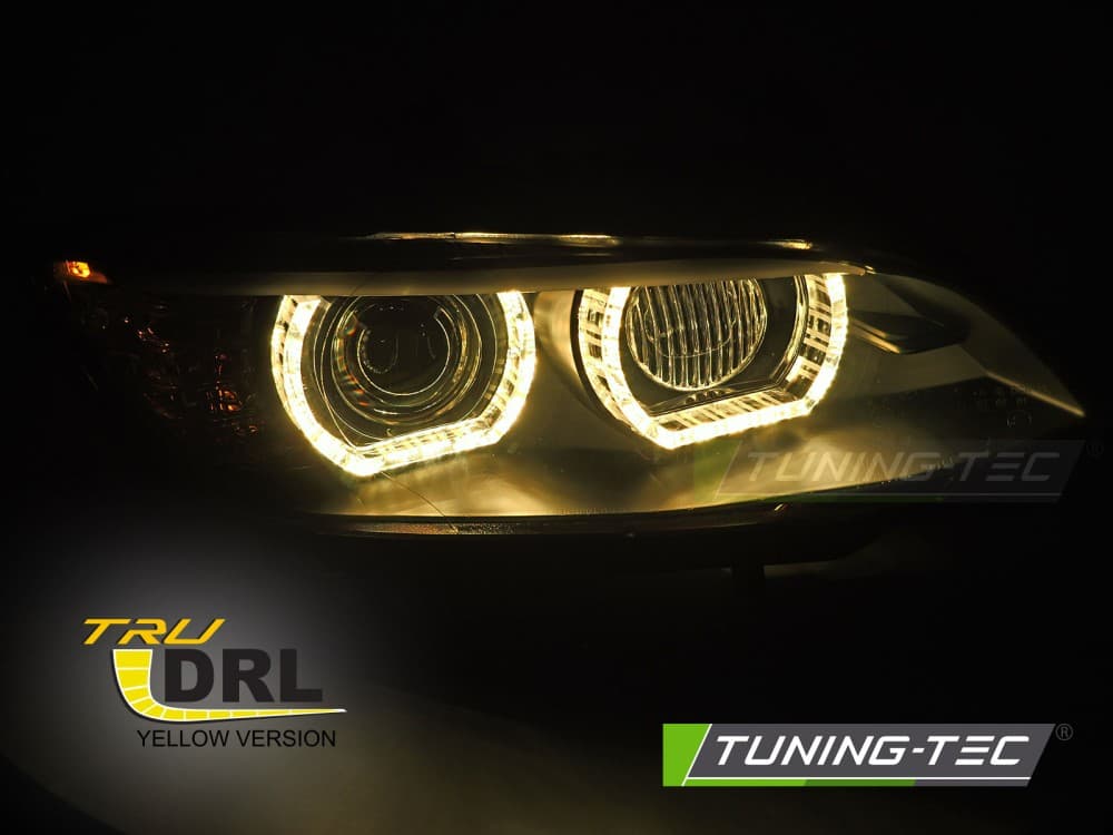 Predné svetlá BMW E92 E93 LCI 10-13 Xenón Angel Eyes Black Yellow – náhľad 2