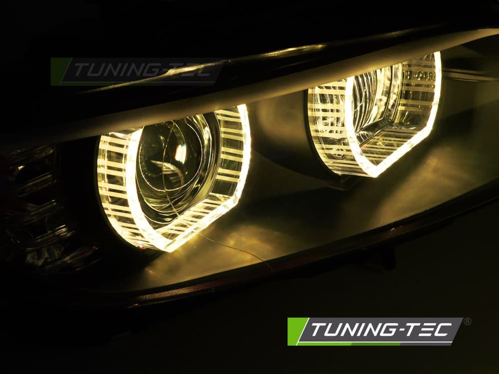 Predné svetlá BMW E92 E93 LCI 10-13 Xenón Angel Eyes Black Yellow – náhľad 3