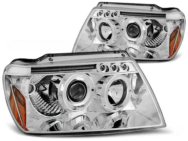 Predné svetlá Jeep Grand Cherokee WJ Angel Eyes Chrome