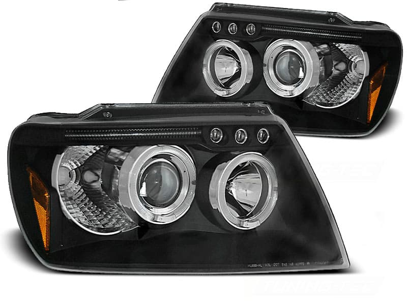 Predné svetlá Jeep Grand Cherokee WJ Angel Eyes Black