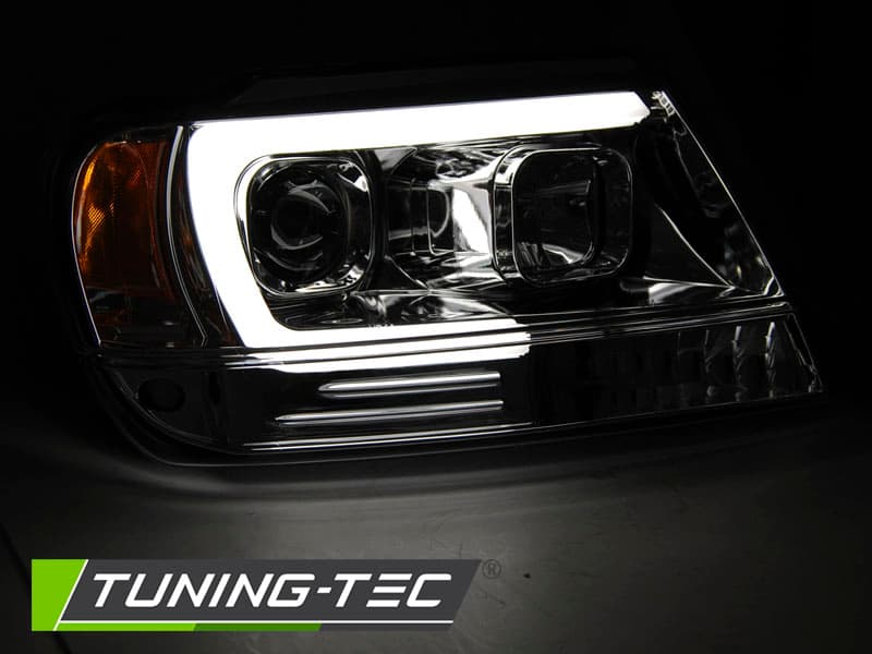 Predné svetlá Jeep Grand Cherokee WJ 99-05 Tube Light Chrome – náhľad 2