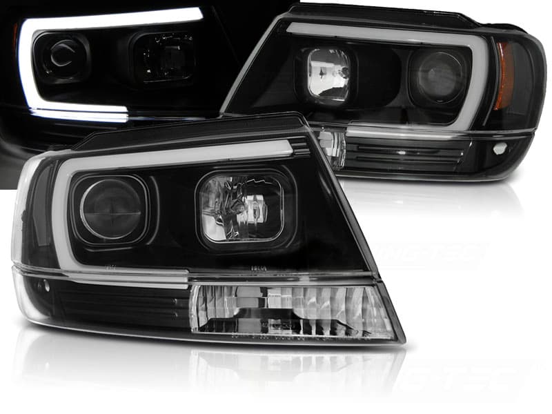 Predné svetlá Jeep Grand Cherokee WJ 99-05 Tube Light Black