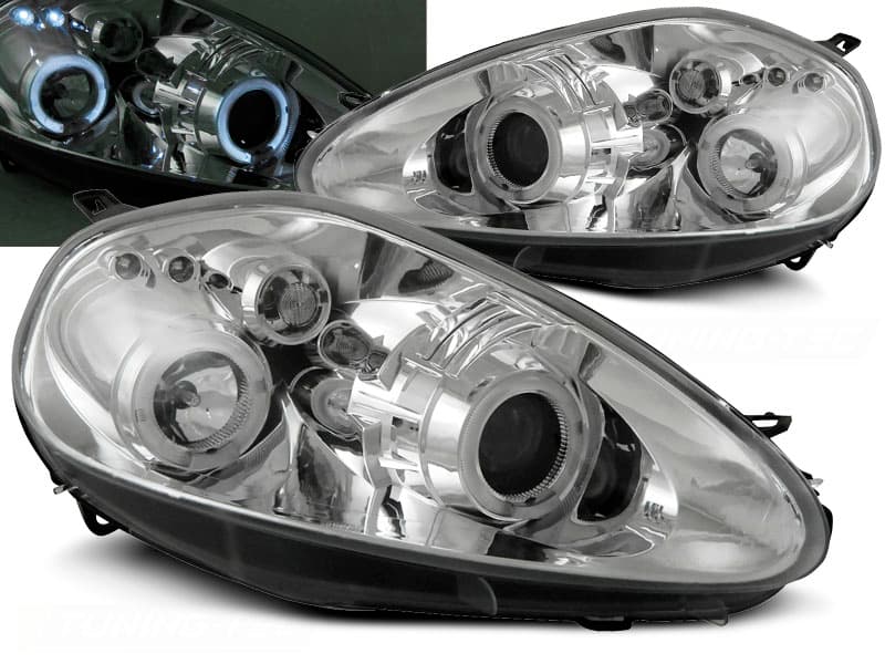 Predné svetlá Fiat Grande Punto 05-08 Angel Eyes Chrome