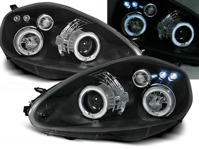 Predné svetlá Fiat Grande Punto 05-08 Angel Eyes Black