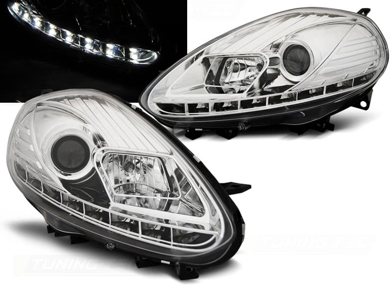Predné svetlá Fiat Punto Evo 09-12 DRL Chrome