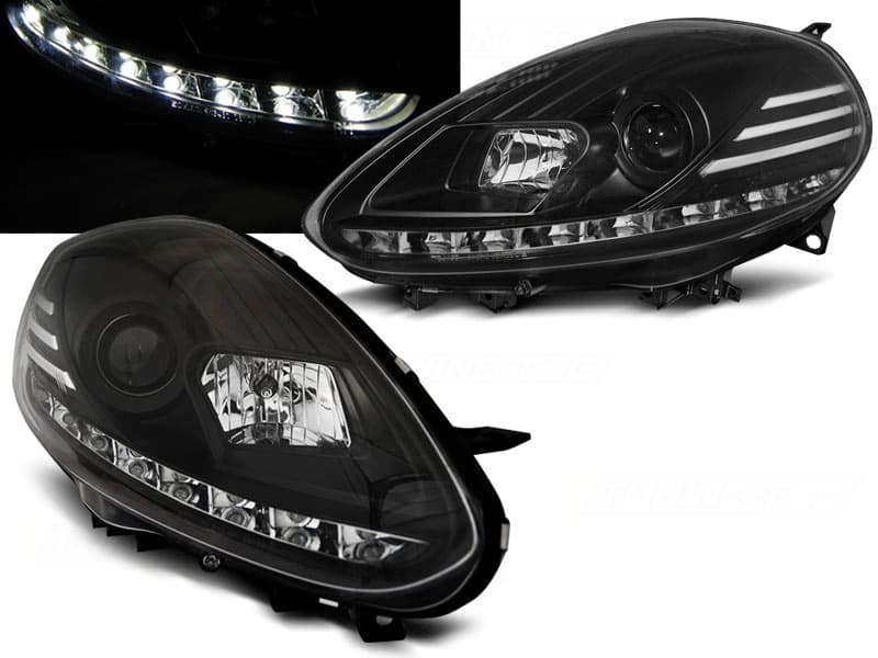 Predné svetlá Fiat Punto Evo 09-12 DRL Black
