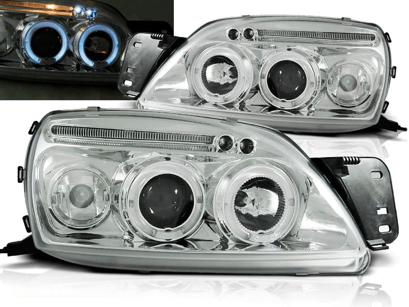 Predné svetlá Ford Fiesta 99-02 Angel Eyes Chrome