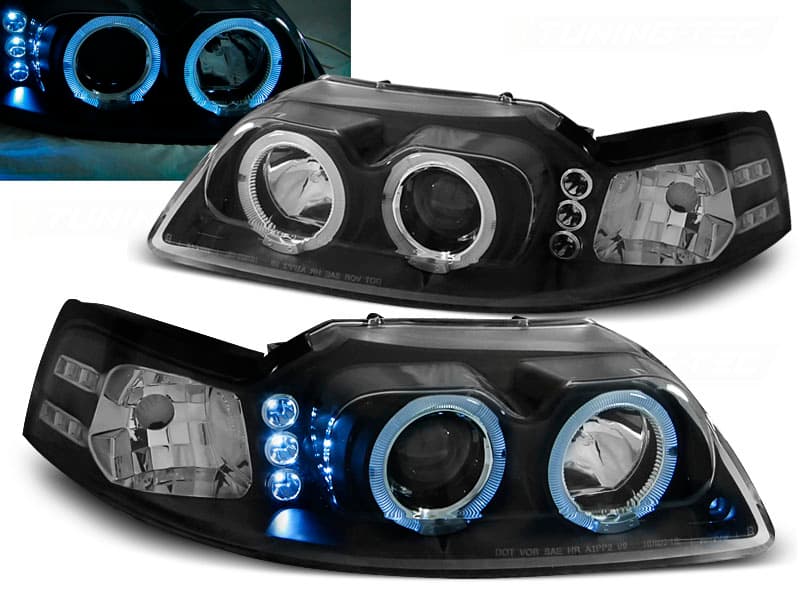 Predné svetlá Ford Mustang 98-04 Angel Eyes Black