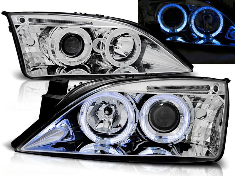 Predné svetlá Ford Mondeo MK3 00-07 Angel Eyes Chrome