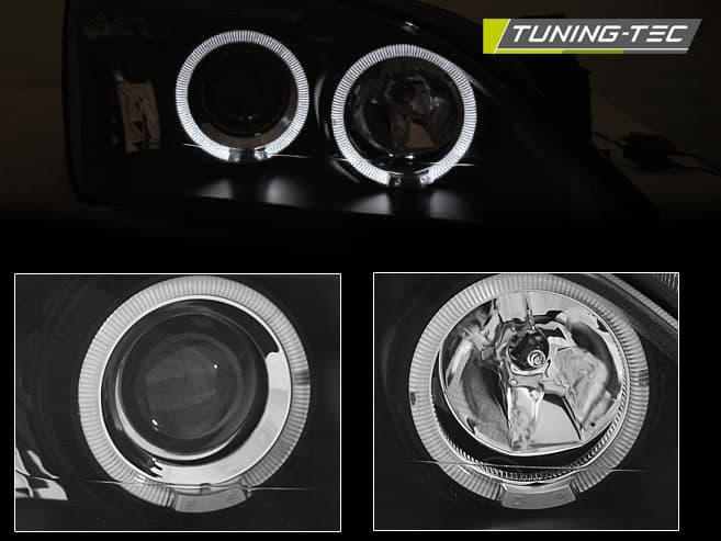 Predné svetlá Ford Mondeo MK3 00-07 Angel Eyes Black – náhľad 2