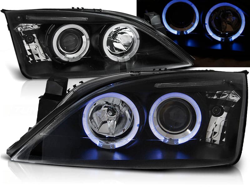 Predné svetlá Ford Mondeo MK3 00-07 Angel Eyes Black
